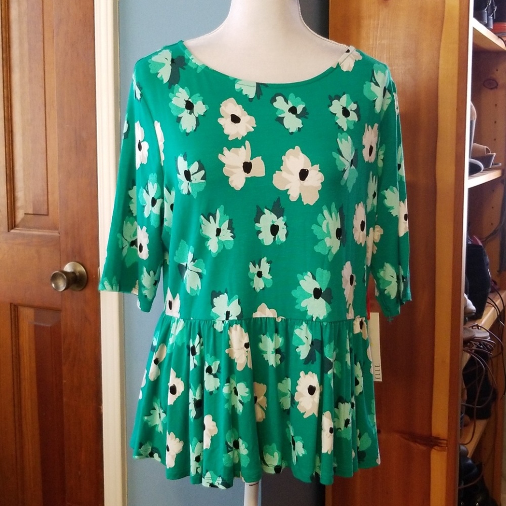 Elle Green Floral Peplum Top